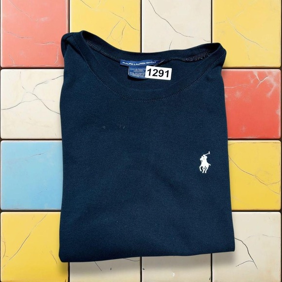 VTG Ralph Lauren Sport Tee Y2K Womans M Black Pony Polo Preppy Crewneck T-Shirt - Picture 4 of 8